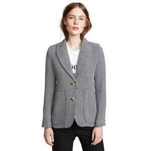 Smythe Portrait Neck Blazer in Prince of Wales Black White Plaid Size 6 Academia